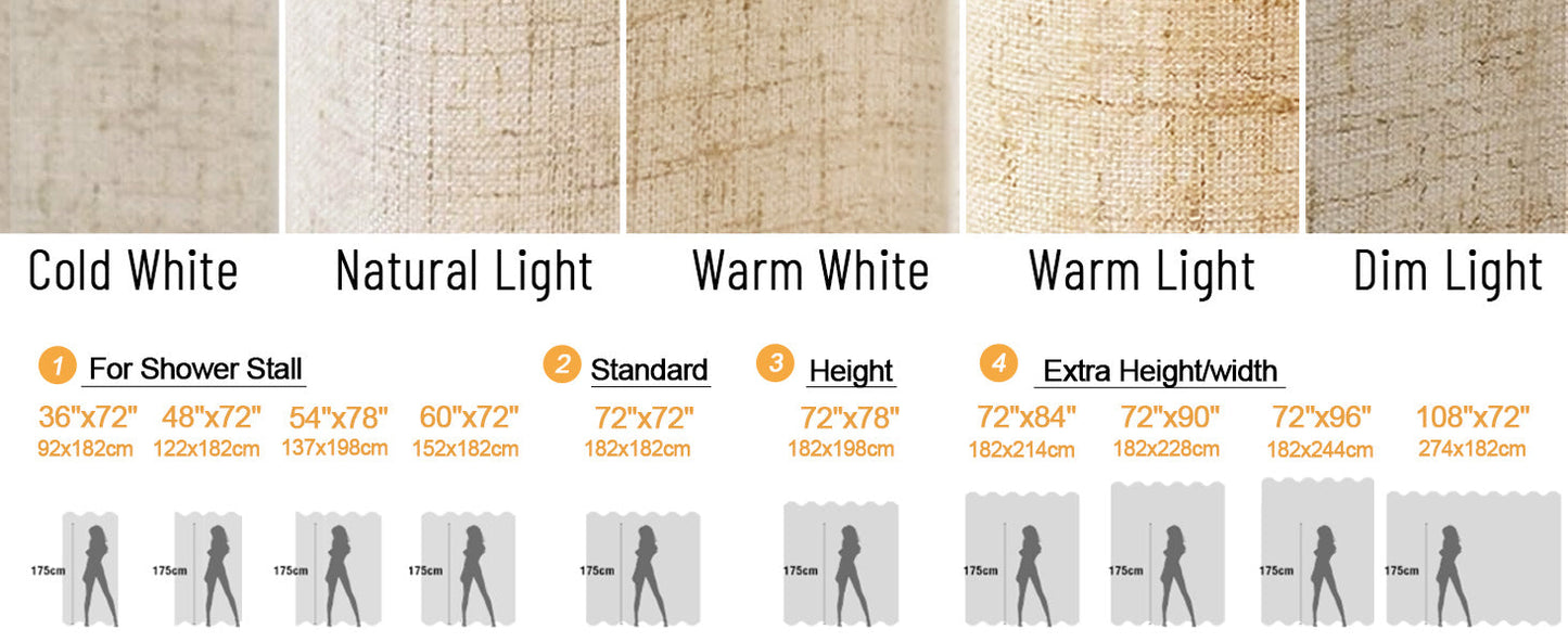 Shower Curtain Beige, Fabric Boho Farmhouse Shower Curtains for Bathroom Cream Cotton Natural Cloth Liner Set 72" W x 72" L