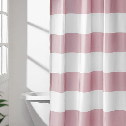 Bathroom Shower Curtain, Water Resistant Fabric with Rust Proof Grommets & Hooks, Weighted Hem, Machine Washable, 72"x72", Light Brown, Beige