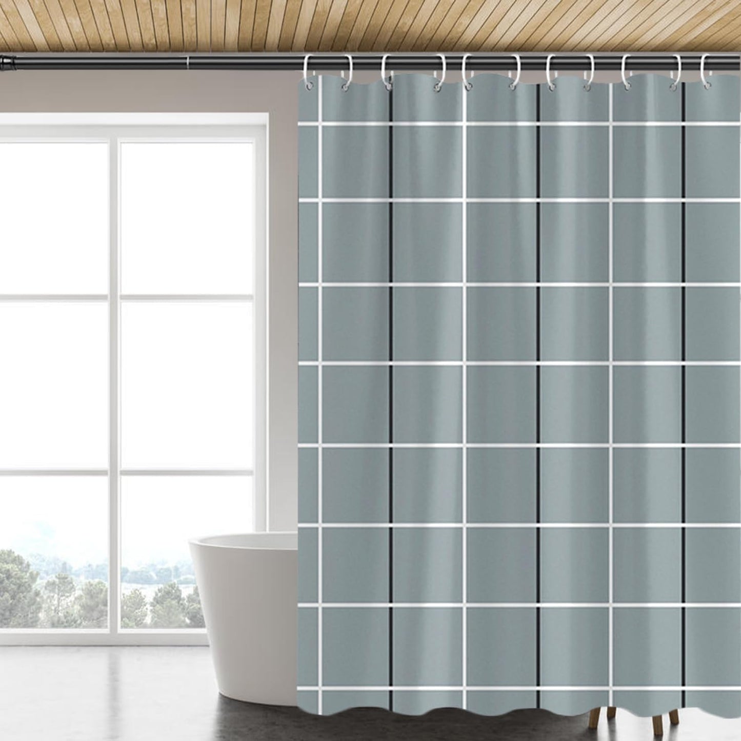 Fabric Shower Curtain Liner, Waterproof Hotel Quality, Bathroom Curtains Rust Resistant Grommets, 72 x 72 Machine Washable (Black)