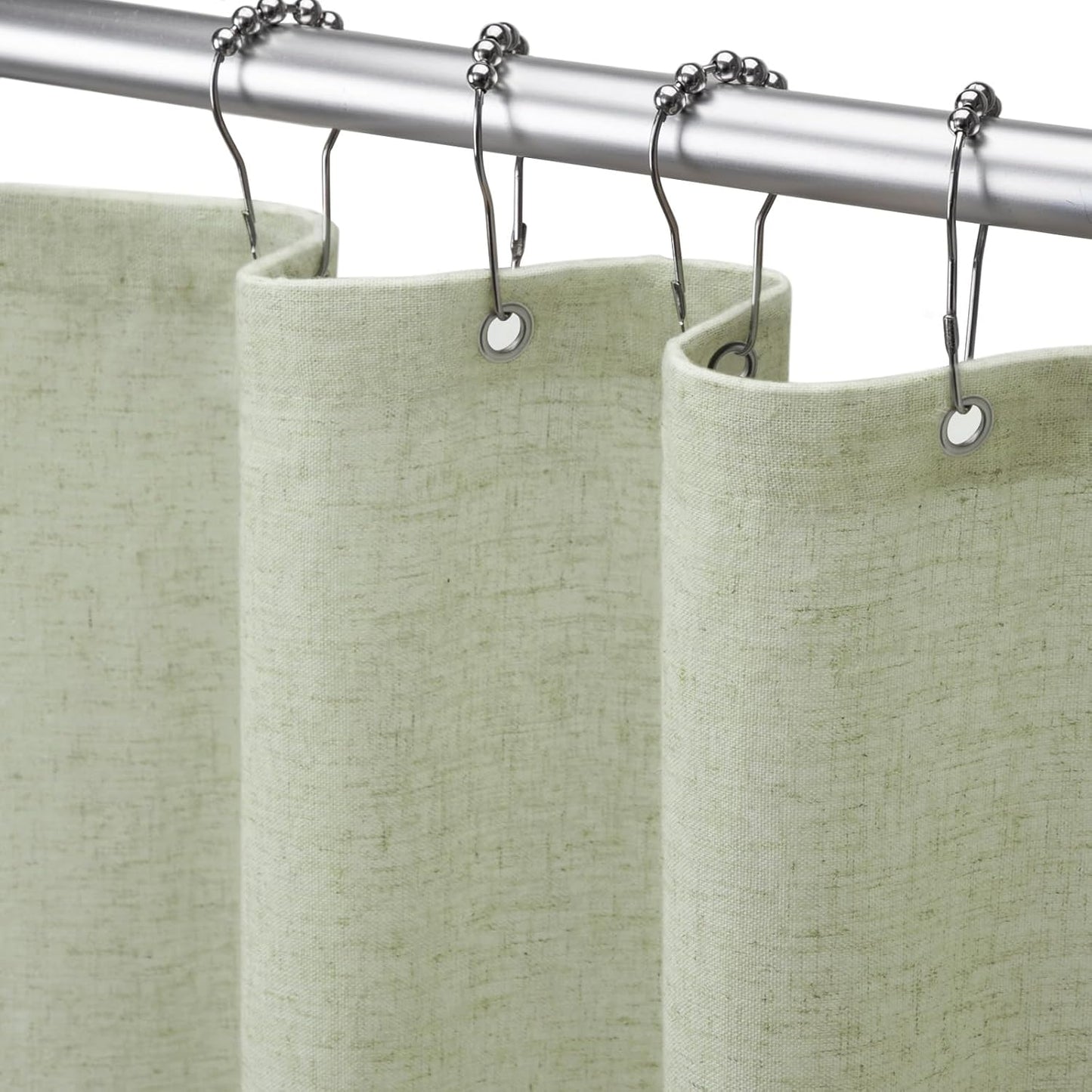 Shower Curtain Beige, Fabric Boho Farmhouse Shower Curtains for Bathroom Cream Cotton Natural Cloth Liner Set 72" W x 72" L