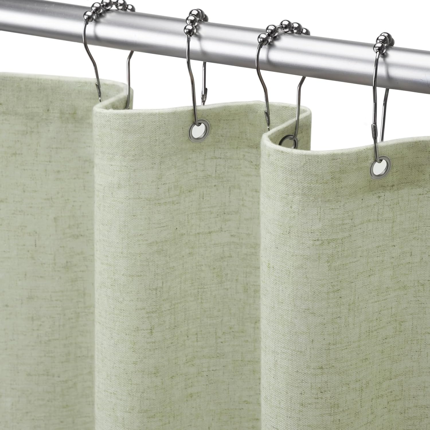 Shower Curtain Beige, Fabric Boho Farmhouse Shower Curtains for Bathroom Cream Cotton Natural Cloth Liner Set 72" W x 72" L