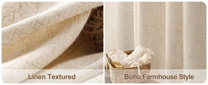 Shower Curtain Beige, Fabric Boho Farmhouse Shower Curtains for Bathroom Cream Cotton Natural Cloth Liner Set 72" W x 72" L