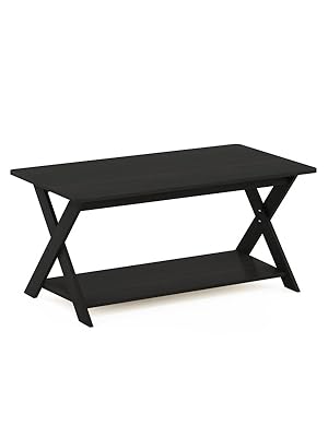 Furinno Modern Simplistic Criss-Crossed Coffee Table, 35.4 in x 19.6 in x 16 in, French Oak Grey