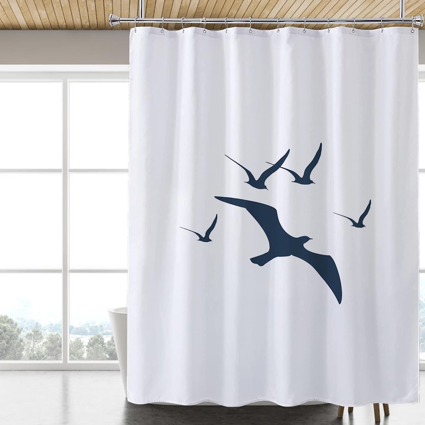 Fabric Shower Curtain Liner, Waterproof Hotel Quality, Bathroom Curtains Rust Resistant Grommets, 72 x 72 Machine Washable (Black)