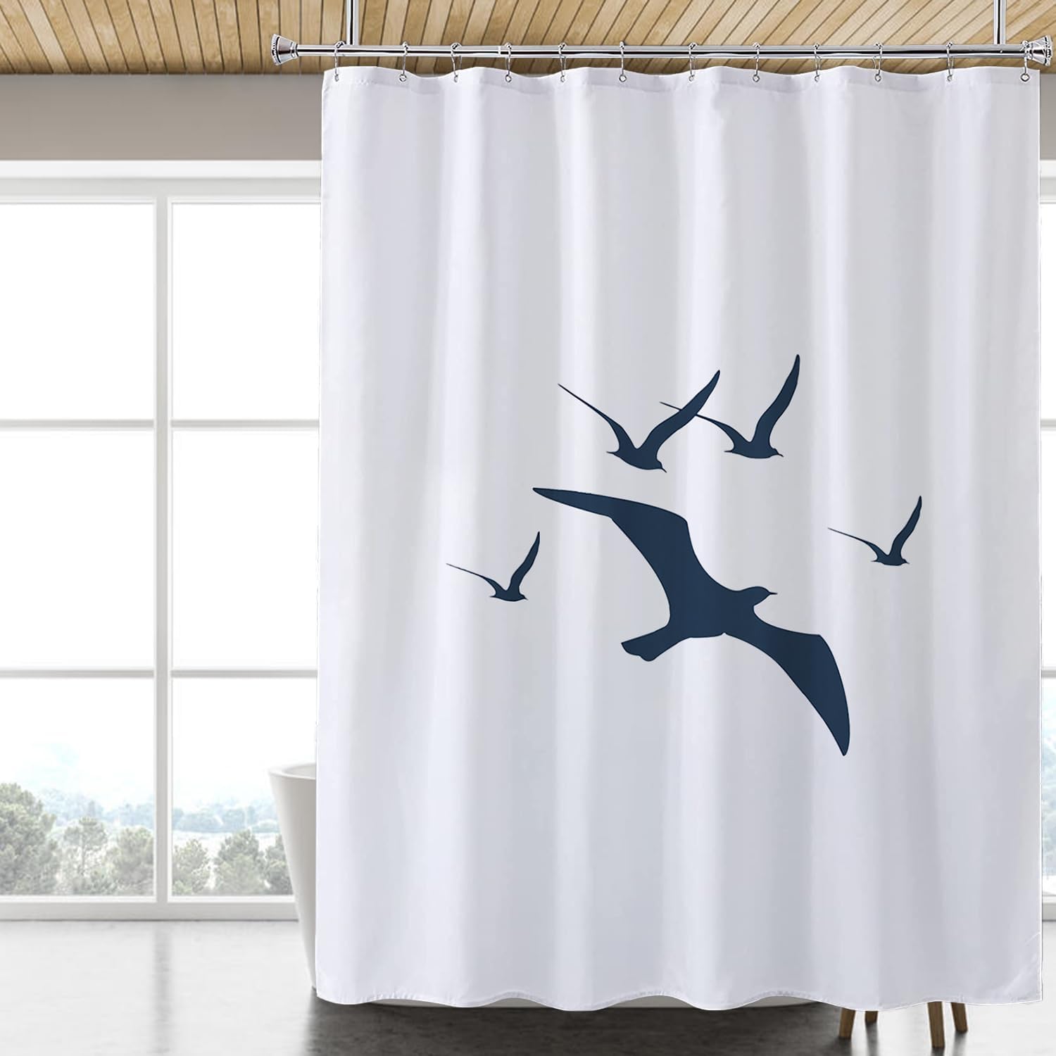Fabric Shower Curtain Liner, Waterproof Hotel Quality, Bathroom Curtains Rust Resistant Grommets, 72 x 72 Machine Washable (Black)