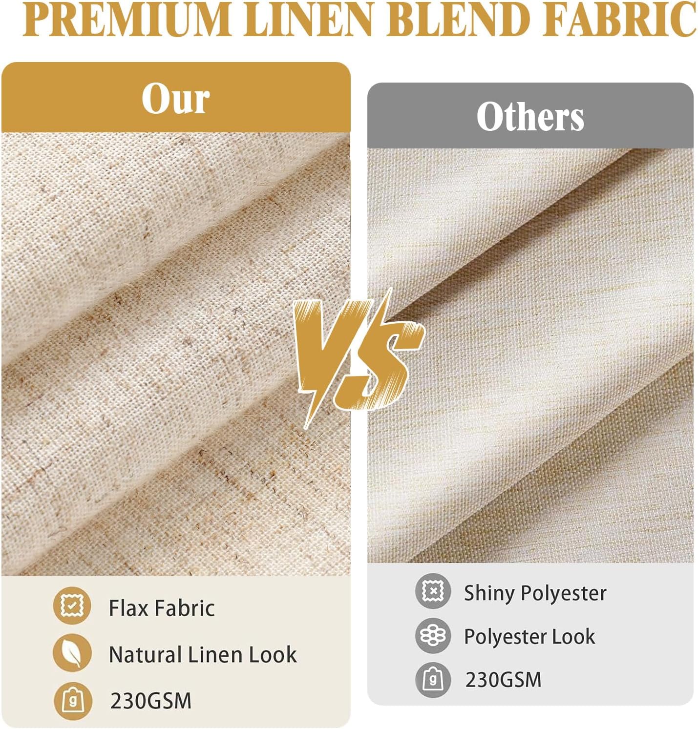 Shower Curtain Beige, Fabric Boho Farmhouse Shower Curtains for Bathroom Cream Cotton Natural Cloth Liner Set 72" W x 72" L