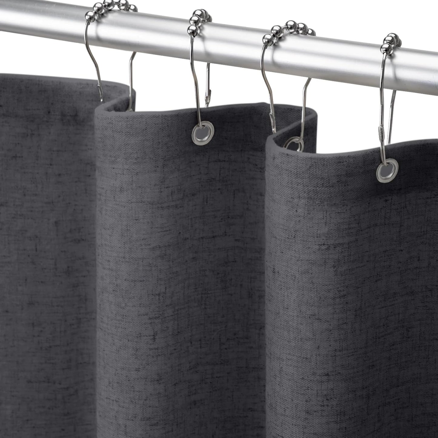 Shower Curtain Beige, Fabric Boho Farmhouse Shower Curtains for Bathroom Cream Cotton Natural Cloth Liner Set 72" W x 72" L