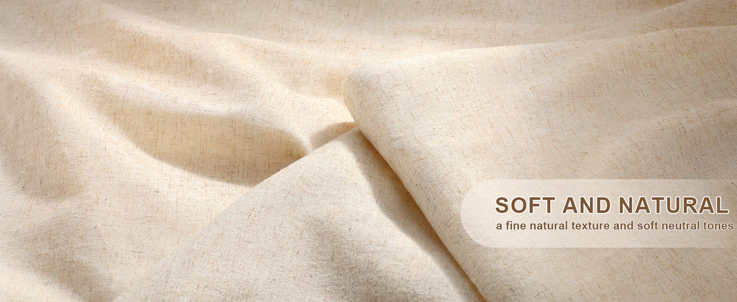 Shower Curtain Beige, Fabric Boho Farmhouse Shower Curtains for Bathroom Cream Cotton Natural Cloth Liner Set 72" W x 72" L
