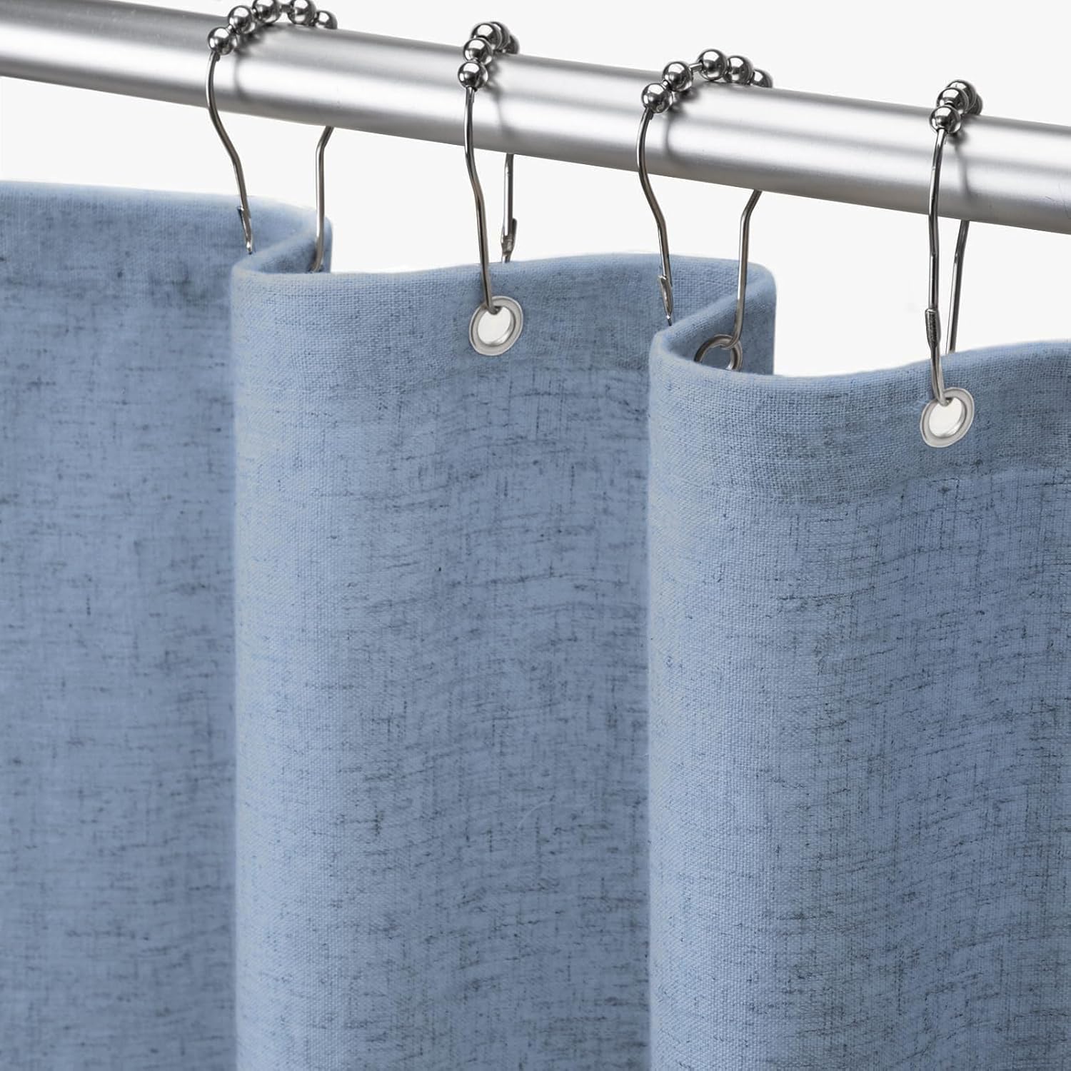 Shower Curtain Beige, Fabric Boho Farmhouse Shower Curtains for Bathroom Cream Cotton Natural Cloth Liner Set 72" W x 72" L