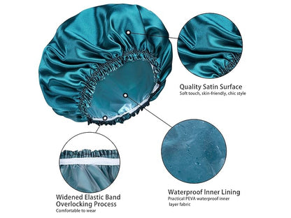 Shower Caps for Women, 4 PCS Elastic and Reusable Bath Caps, Double Waterproof Layers Shower Cap, Bathing Shower Caps, Environmental Protection Hair Bath Hat - Solid Color