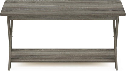 Furinno Modern Simplistic Criss-Crossed Coffee Table, 35.4 in x 19.6 in x 16 in, French Oak Grey