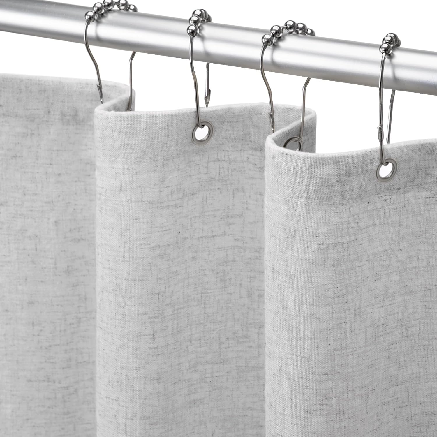 Shower Curtain Beige, Fabric Boho Farmhouse Shower Curtains for Bathroom Cream Cotton Natural Cloth Liner Set 72" W x 72" L